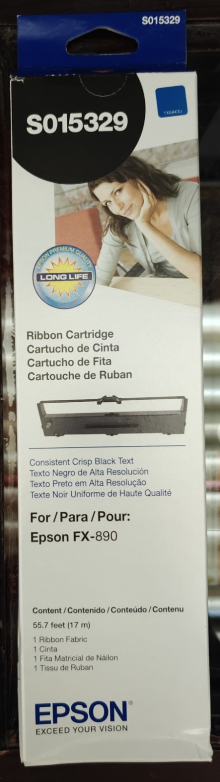 Genuine EPSON S015329 Black Printer Ribbon for LQ590 FX890