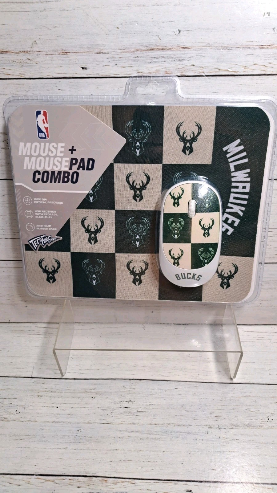 NBA Mouse and Mouse Pad Milwaukee Bucks By Soar Ergonomic SupportSilent Click a