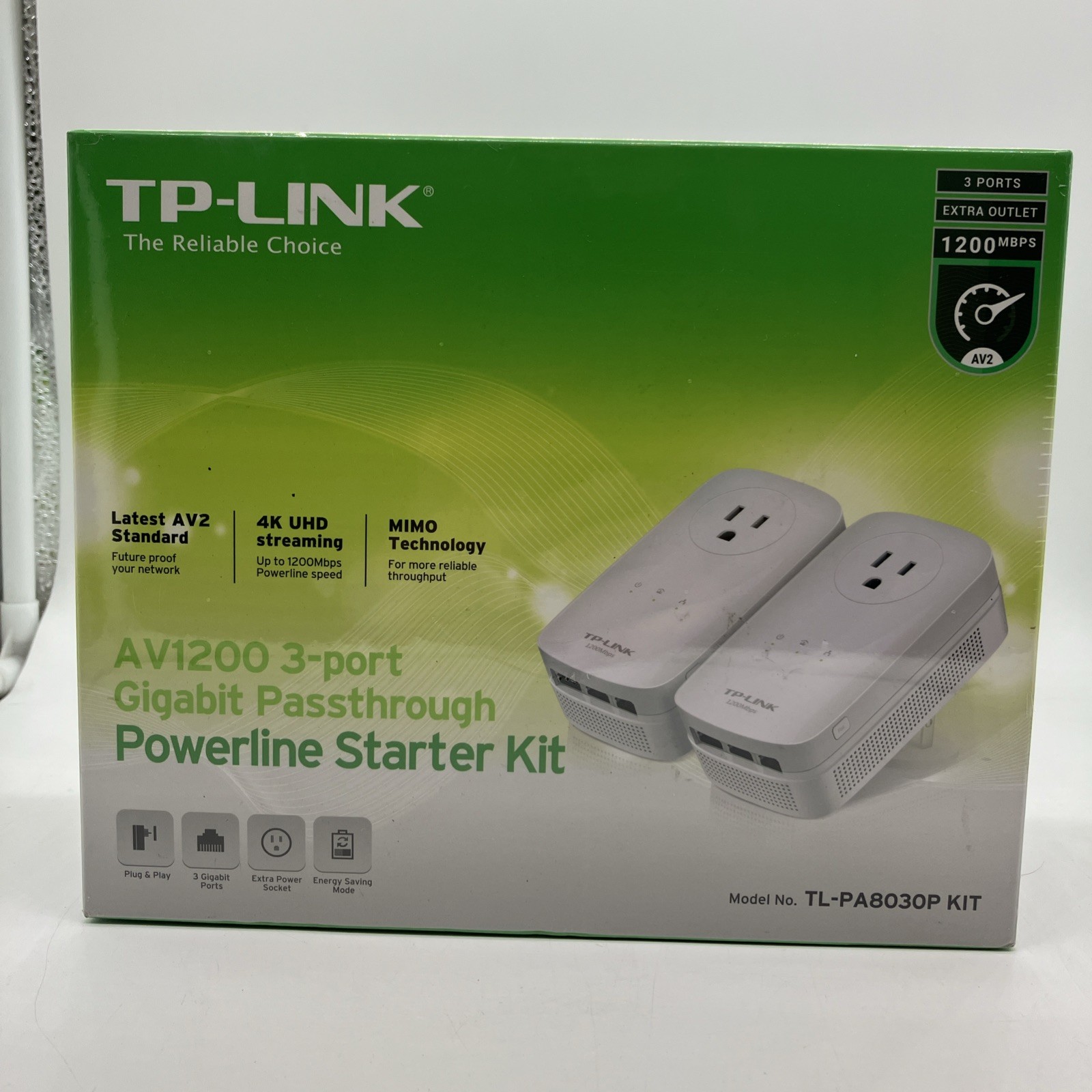 TP Link AV1200 3-Port 1200 Mbps Powerline Ethernet Adapters (PAIR) TL-PA8010P