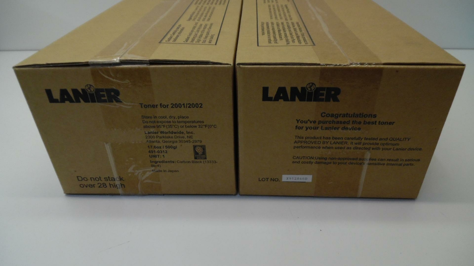 Lot of 2 - Lanier OEM Black Fax Toner 491-0312 for Lanier 2001/2002 - Unopened