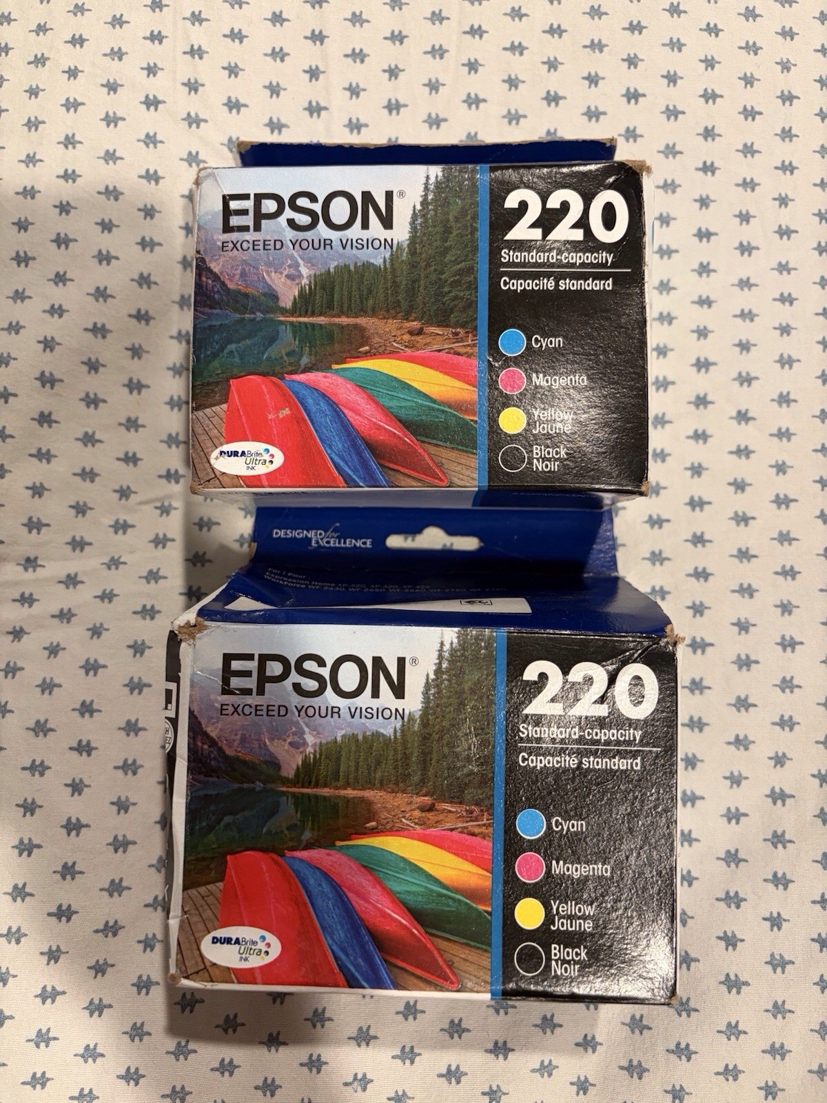 Epson 220 4pk Combo Ink Cartridges- Genuine -Set Of 2 Boxes - New 05/26+