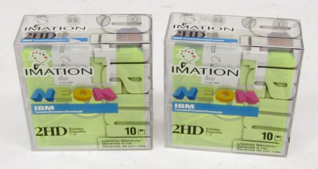 Imation 3.5 DS-HD IBM PC Formatted (Neon Colors,10-Pack) set of 2 *NEW*