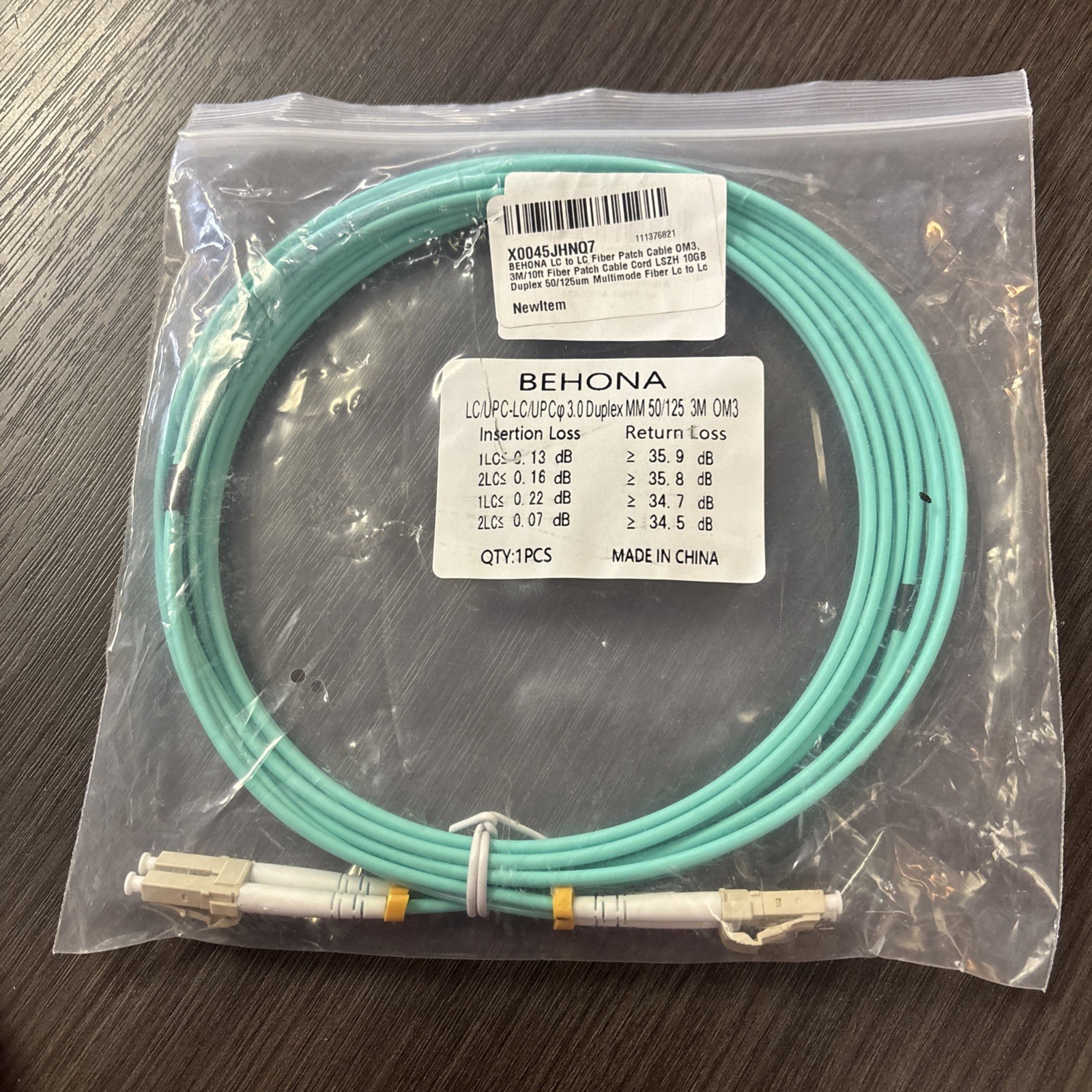 5pcs lc to lc fiber patch cable 10ft
