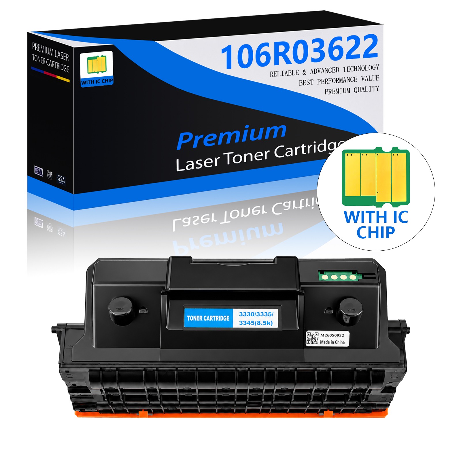 1PK Black Toner Cartridge Compatible WorkCentre 3335 3345 Phaser 3330 106R03622