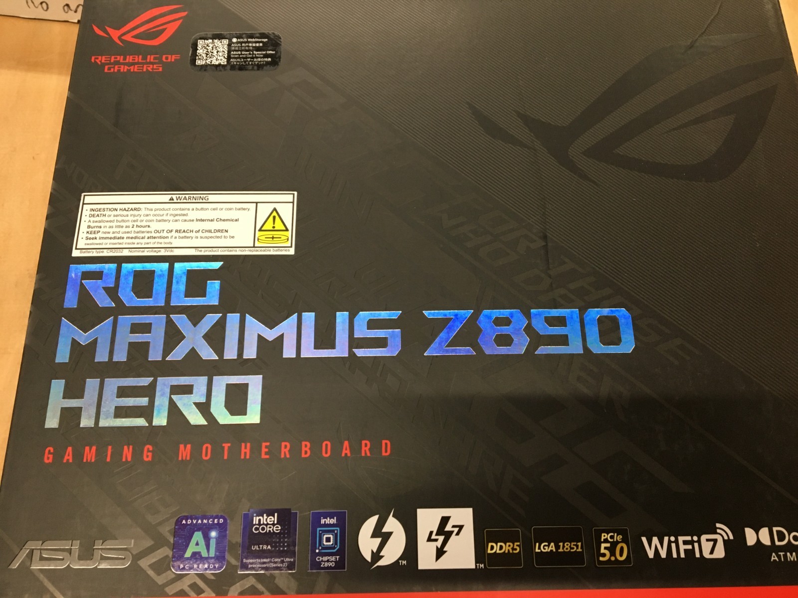 Open Box ASUS ROG Maximus Z890 Hero Motherboard. No Accessories - AS IS