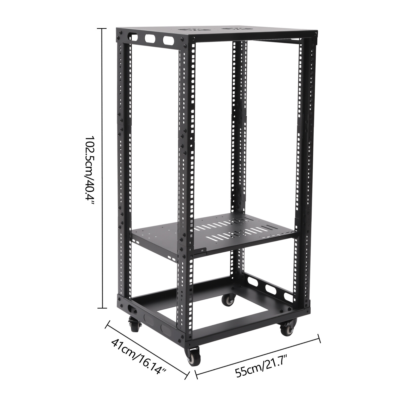 18U 18.5" 4 Post Open Frame Network Server Rack Adjustable Partition 0-31.5''