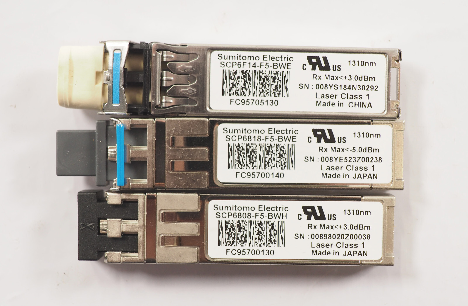 Mixed Lot of 3 Fujitsu / Sumitomo 1310nm Transceivers Modules (See description)