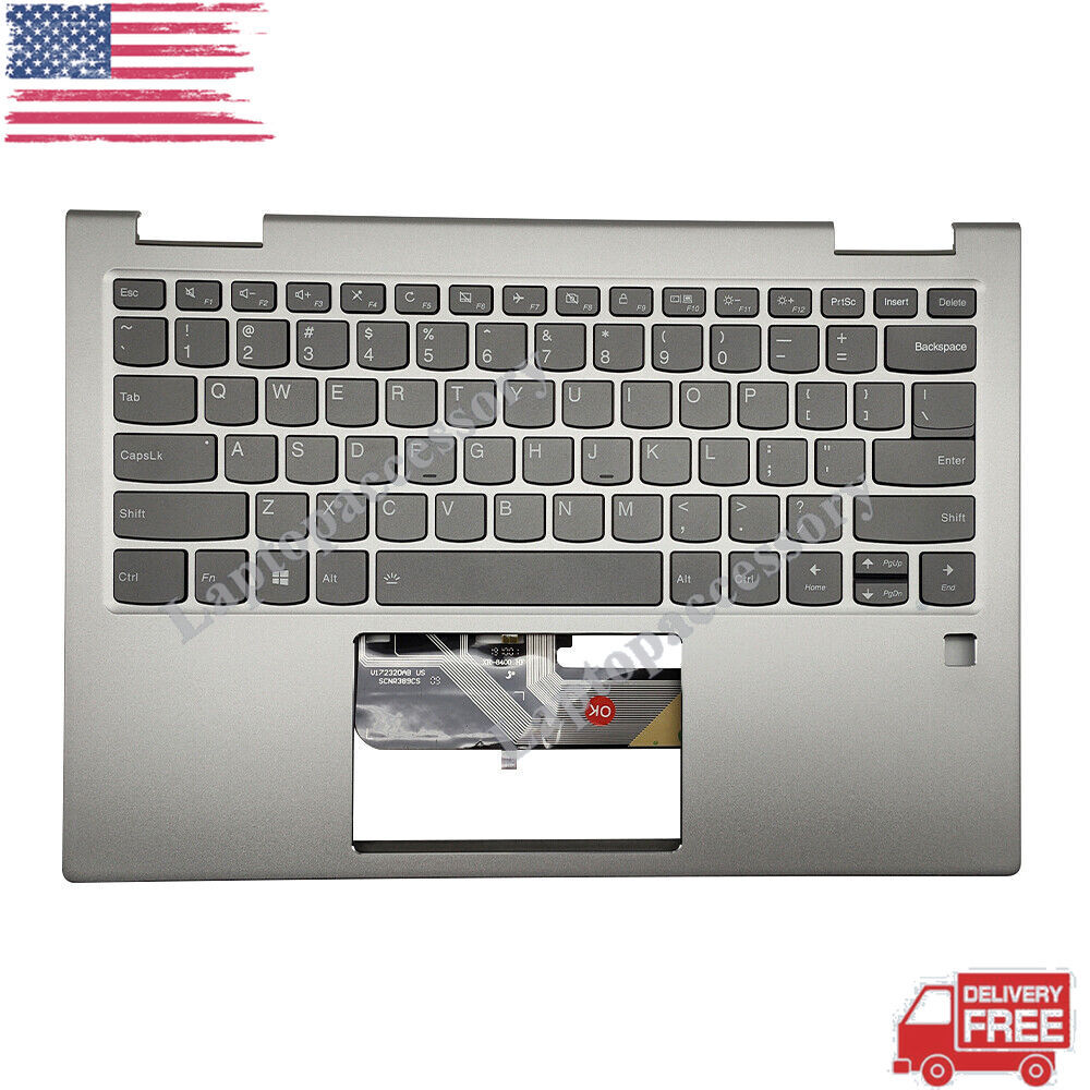 New For Lenovo Yoga 730-13IKB Palmrest Keyboard w/Backlit Silver 5CB0Q95936 US