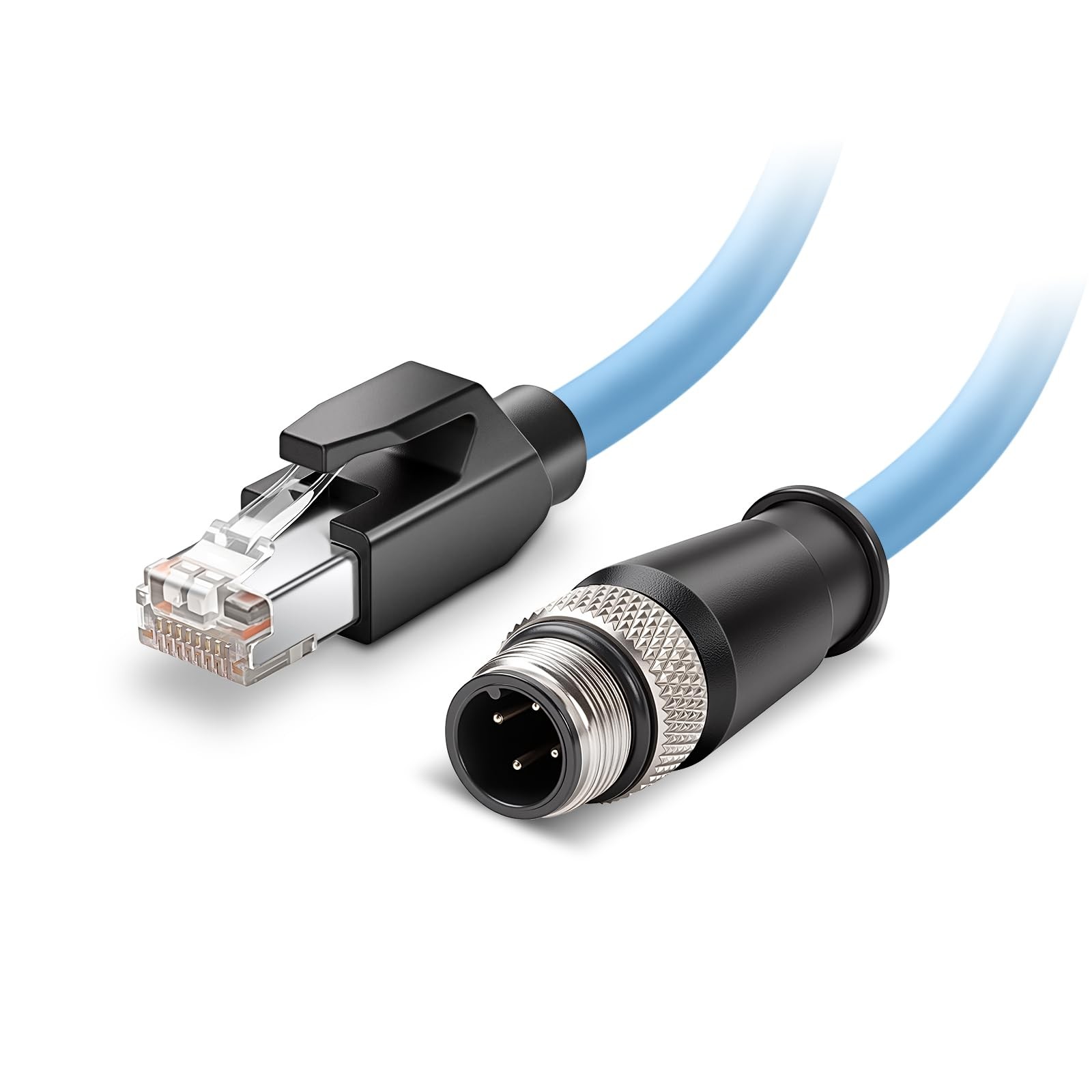 Industrial M12 4 Pin Male D Code RJ45 High Flex Cat6 Shielded Ethernet Cable