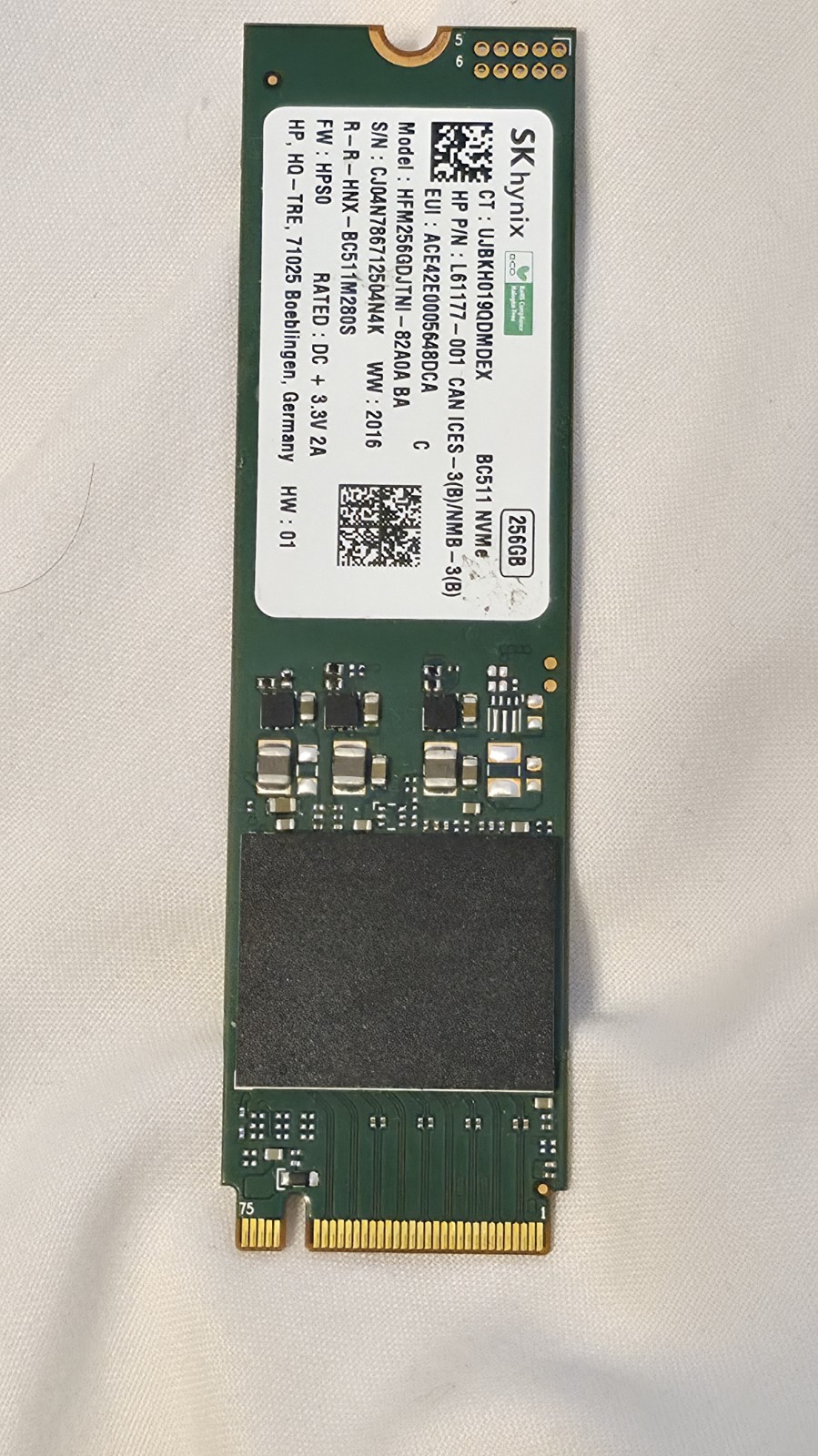 SK hynix 256GB BC511 SSD NVMe PCIe M.2 HFM256GDJTNI-82A0A