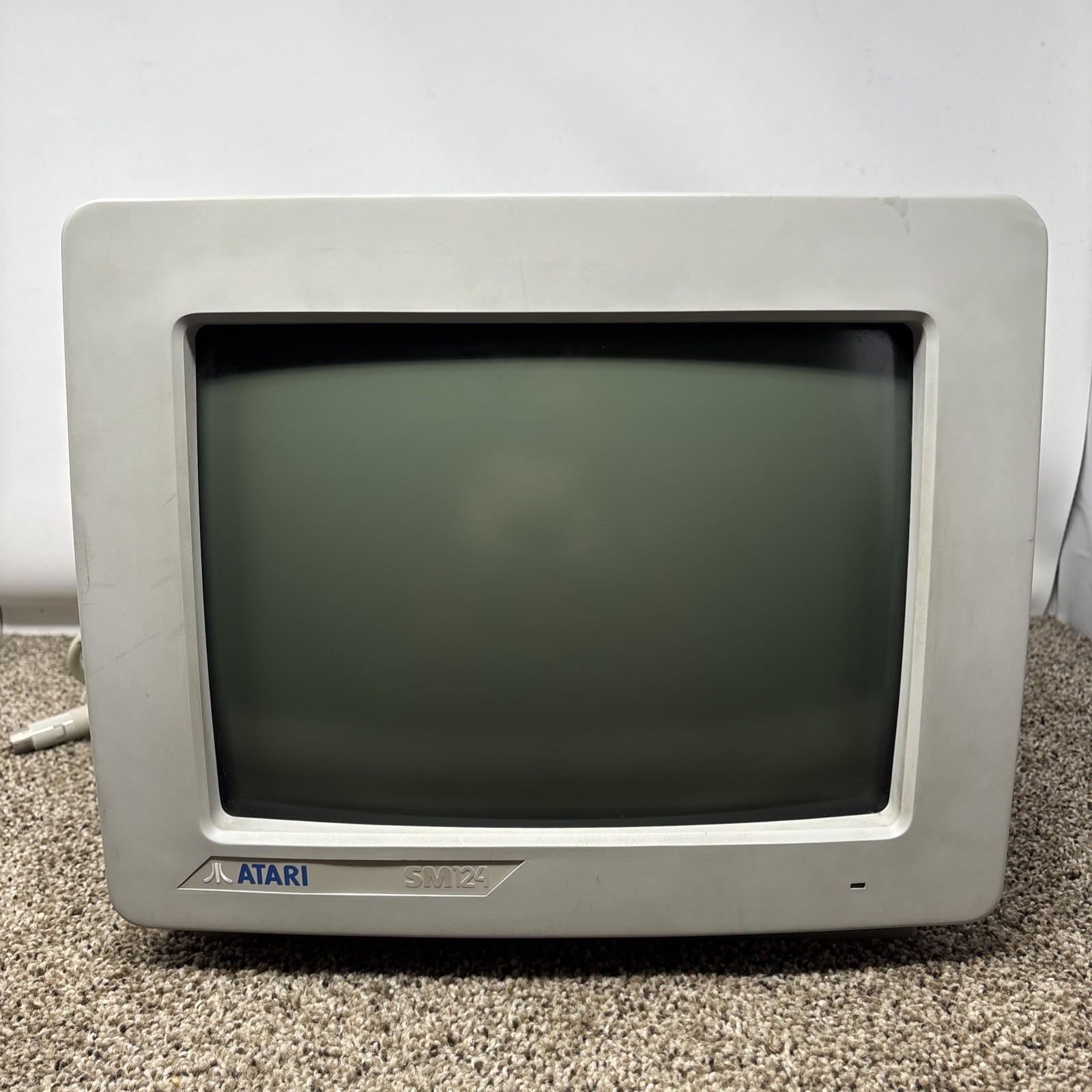 FOR PARTS READ - Atari SM124 Monitor hi res BW greyscale Vintage 1987