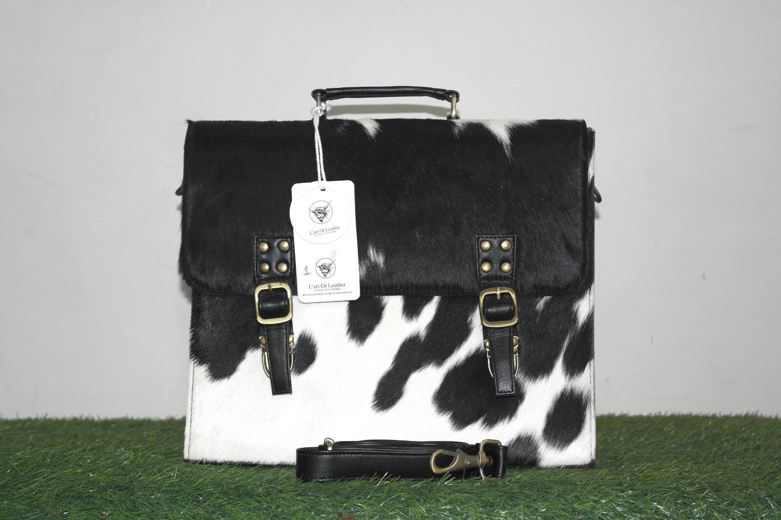 Luxurious Cowhide Hair on Hide Laptop Bag - Statement Piece for Work or Travel