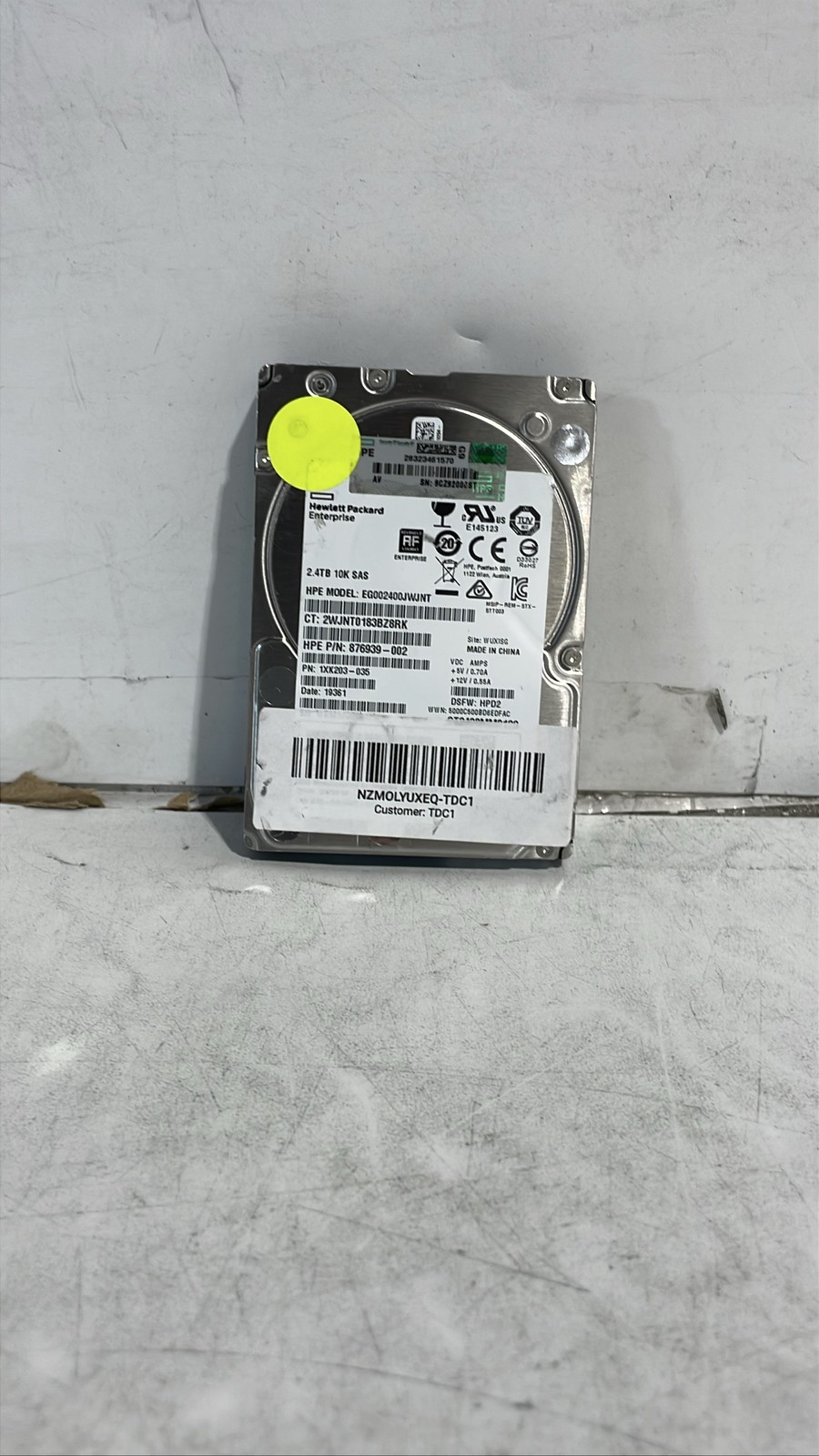 HPE 2.4TB 10K SAS 12G EG002400JWJNT 876939-002 1XK203-035  2.5" Hard Drive HDD