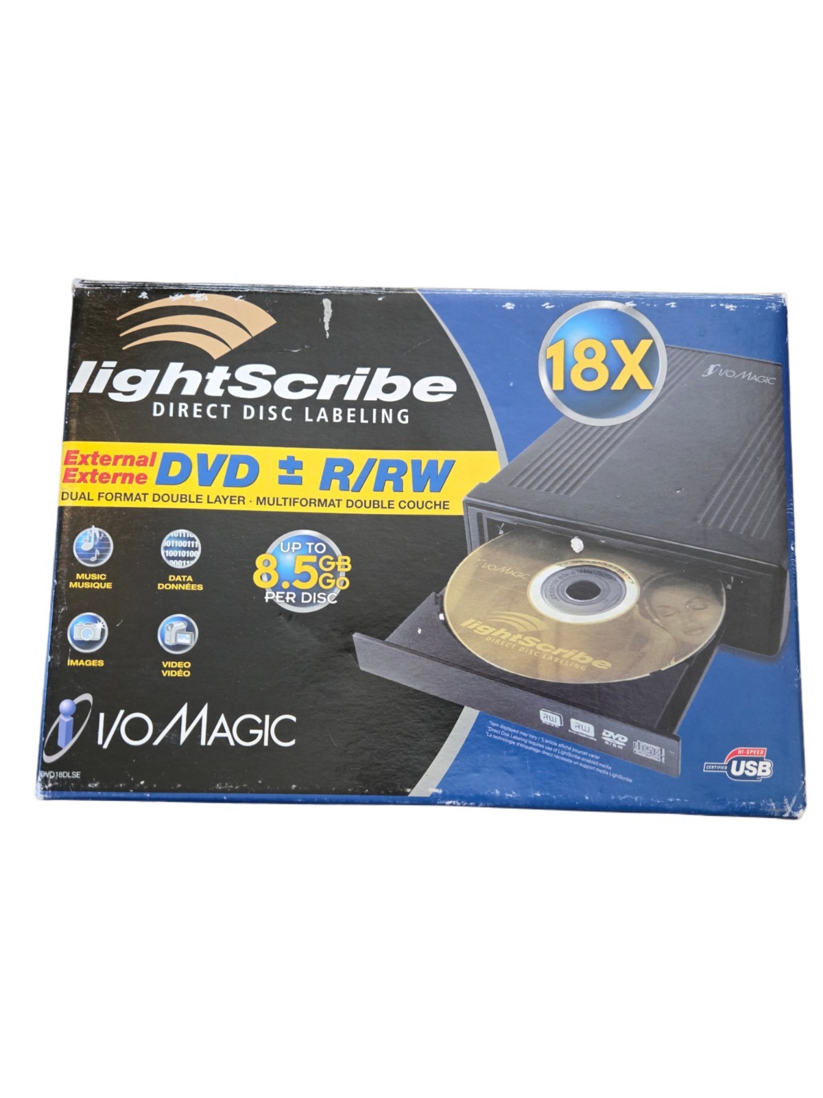 I/O Magic IDVD18DL LightScribe INTERNAL DVD+R/RW 18X DVD Direct Disc LabeL NEW