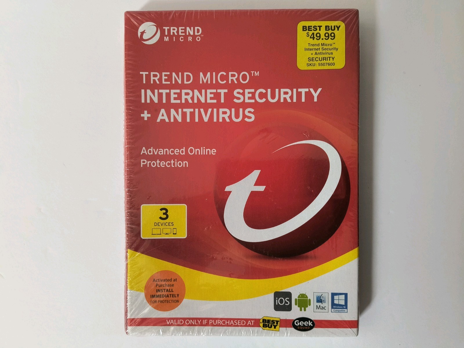 Trend Micro Internet Security + Antivirus 3 Devices Brand New Sealed