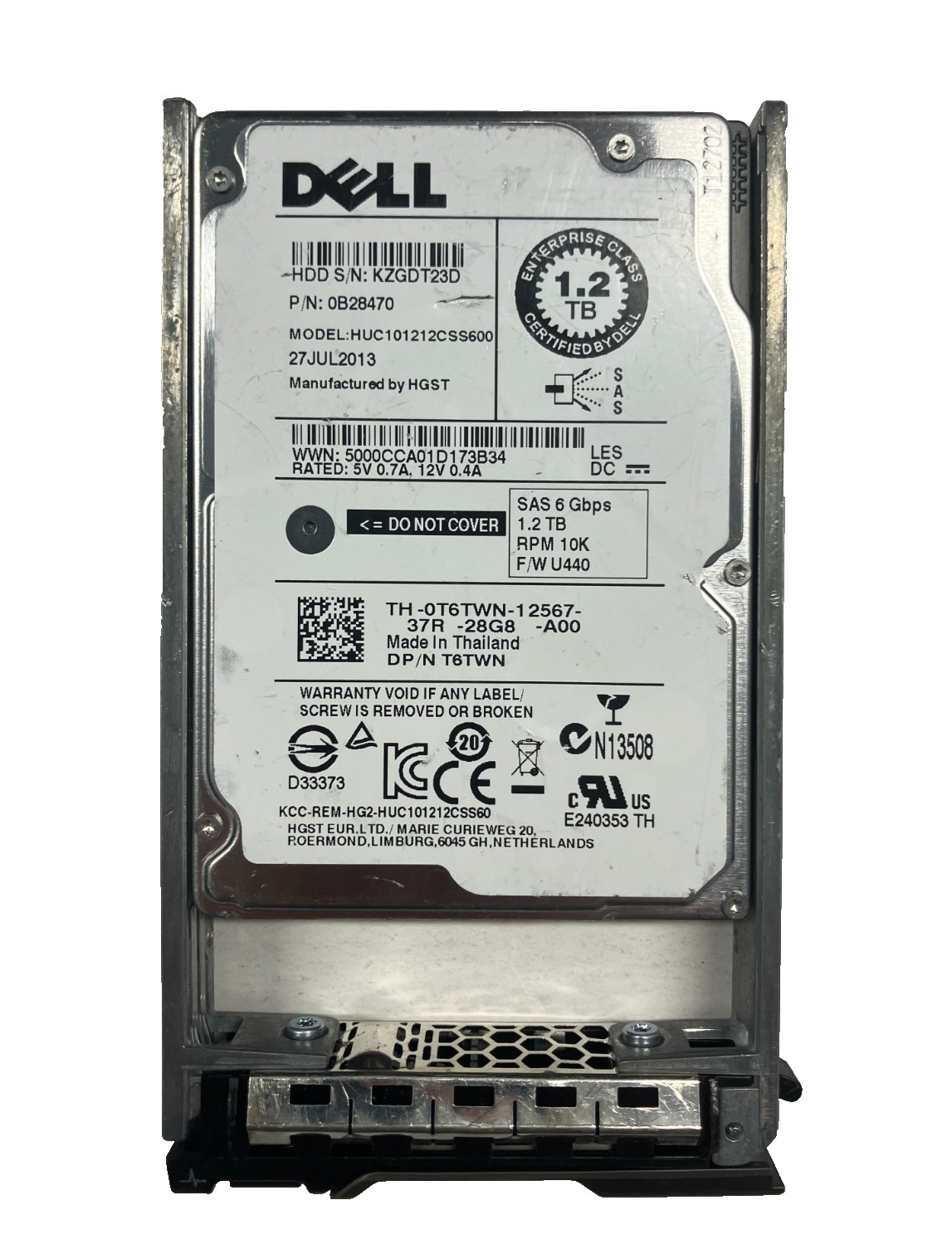 Dell HUC101212CSS600 HDD 1.2TB SAS 6Gb/s 10K 2.5" T6TWN 512 b/s