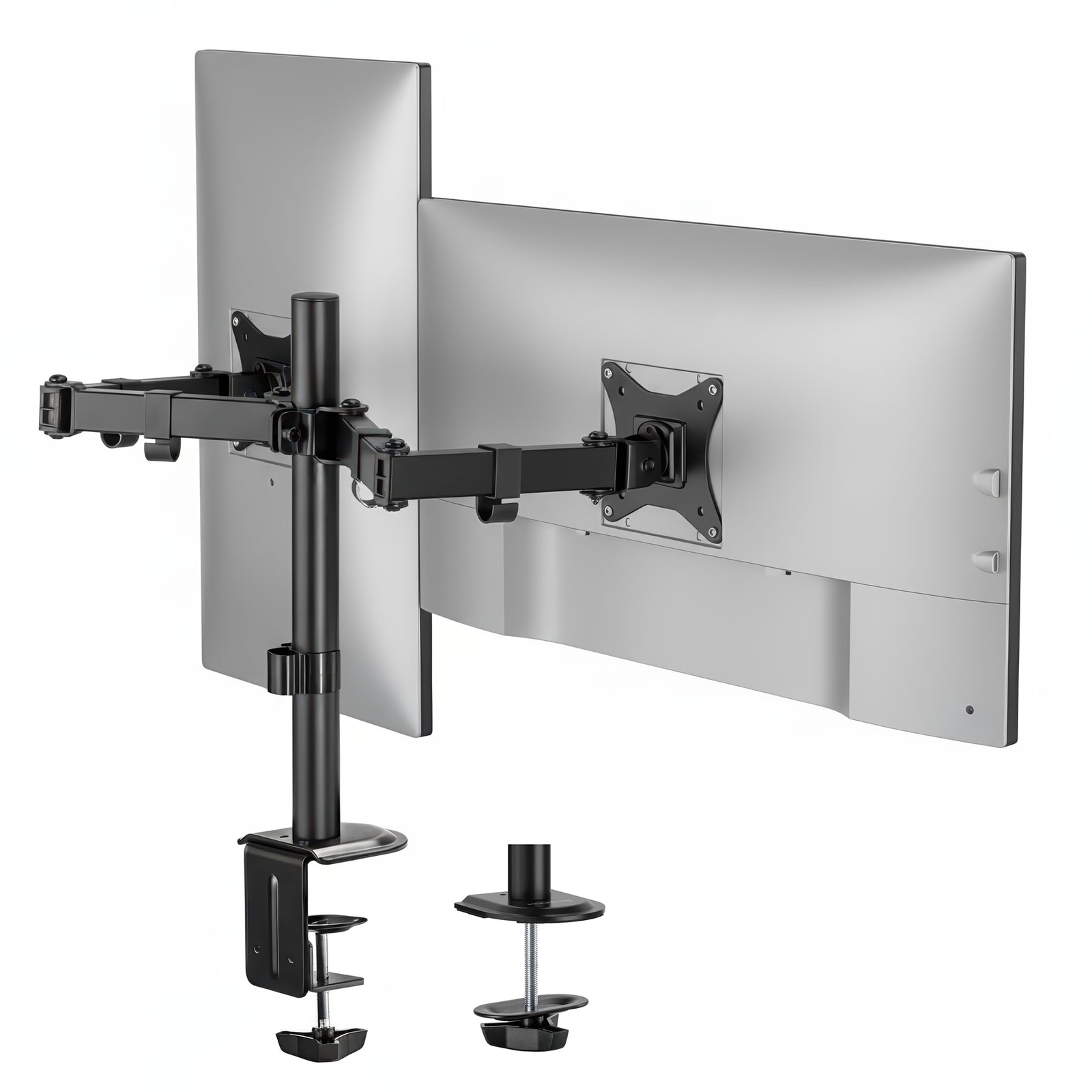 MountIt Dual Monitor Arm Desk Mount for 2 Screens 1332 Inch Steel Black