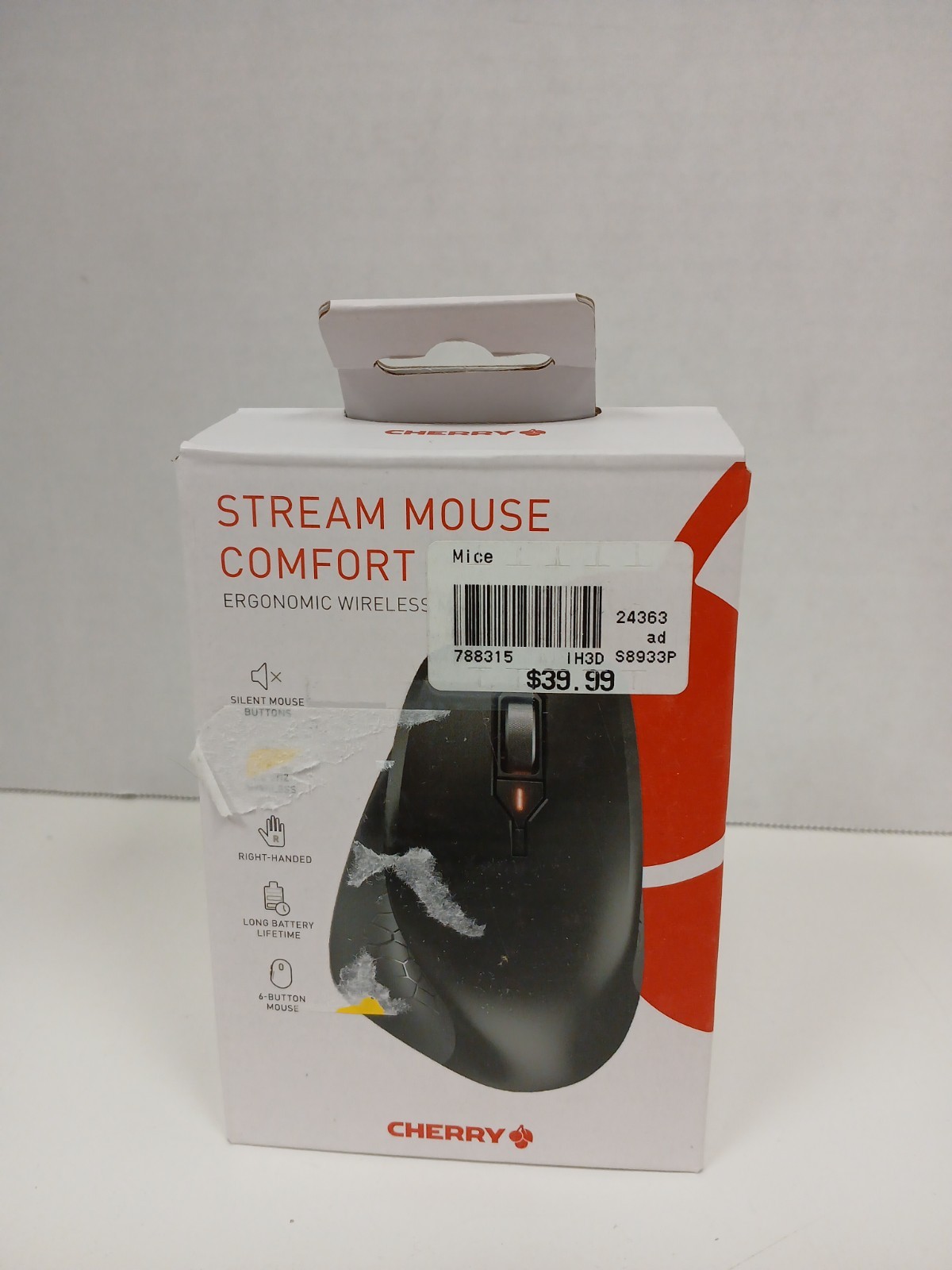 Cherry Stream Mouse Comfort Ergonomic Wireless Mouse, Black Right Handed