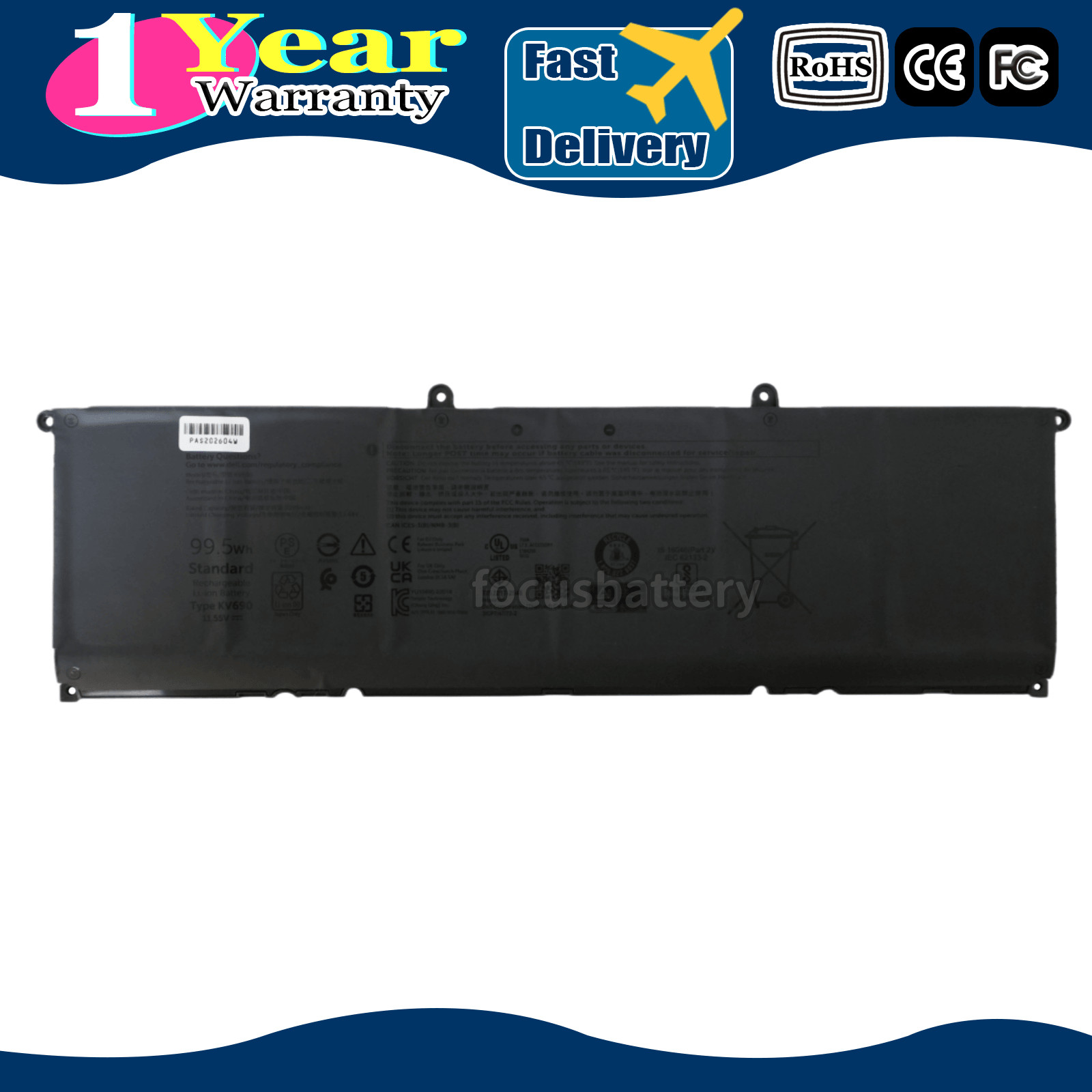 New OEM KV690 99.5Wh 11.55V Battery for Dell Precision 5680 5690 6D2HW WPYCV