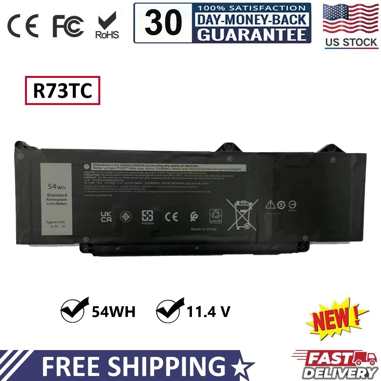 R73TC GTG7N Battery For Dell Latitude 5540 3340 3440 3540 3480 3580 5340 5440