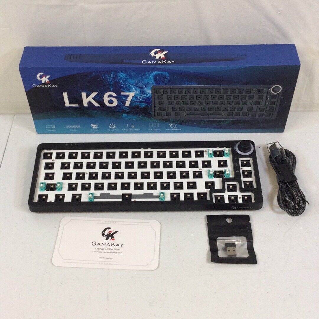 GamaKay LK67 Black White Wired Bluetooth 3 Mode Mechanical Keyboard