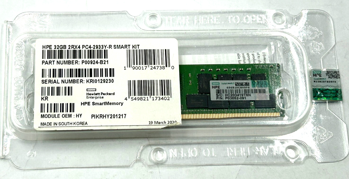 NEW HPE 32GB PC4-2933Y-R P00924-B21 Server RAM Memory
