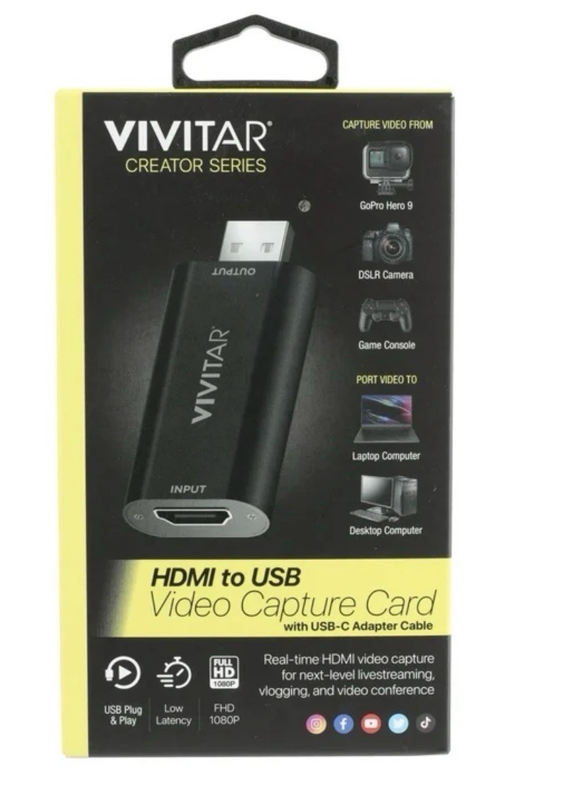 Vivitar VIVRW7310 Creator Series HDMI to USB Capture Card with Real-time Capture