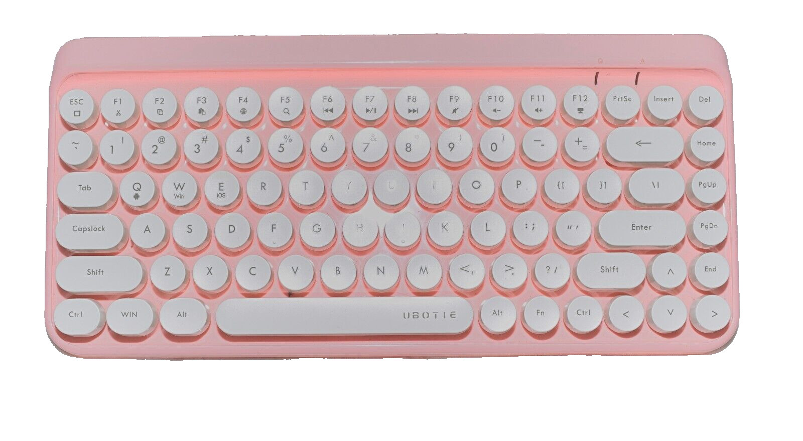 Pink Ubotie Model SK-621BT Bluetooth Keyboard with White Buttons - 