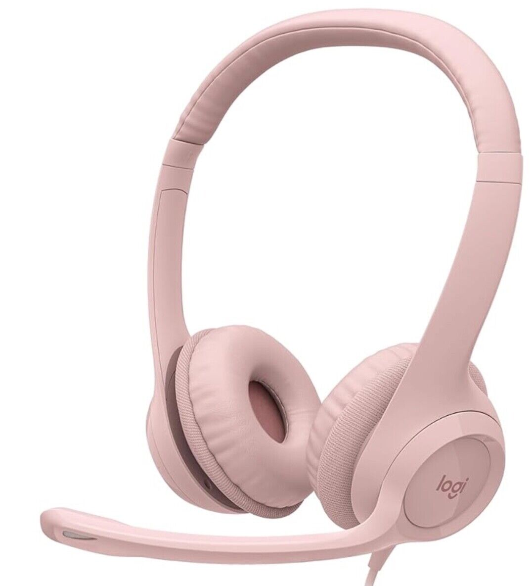 Logitech H390 Wired USB On-Ear Stereo Headphones with Mic PC Laptop Rose Pink