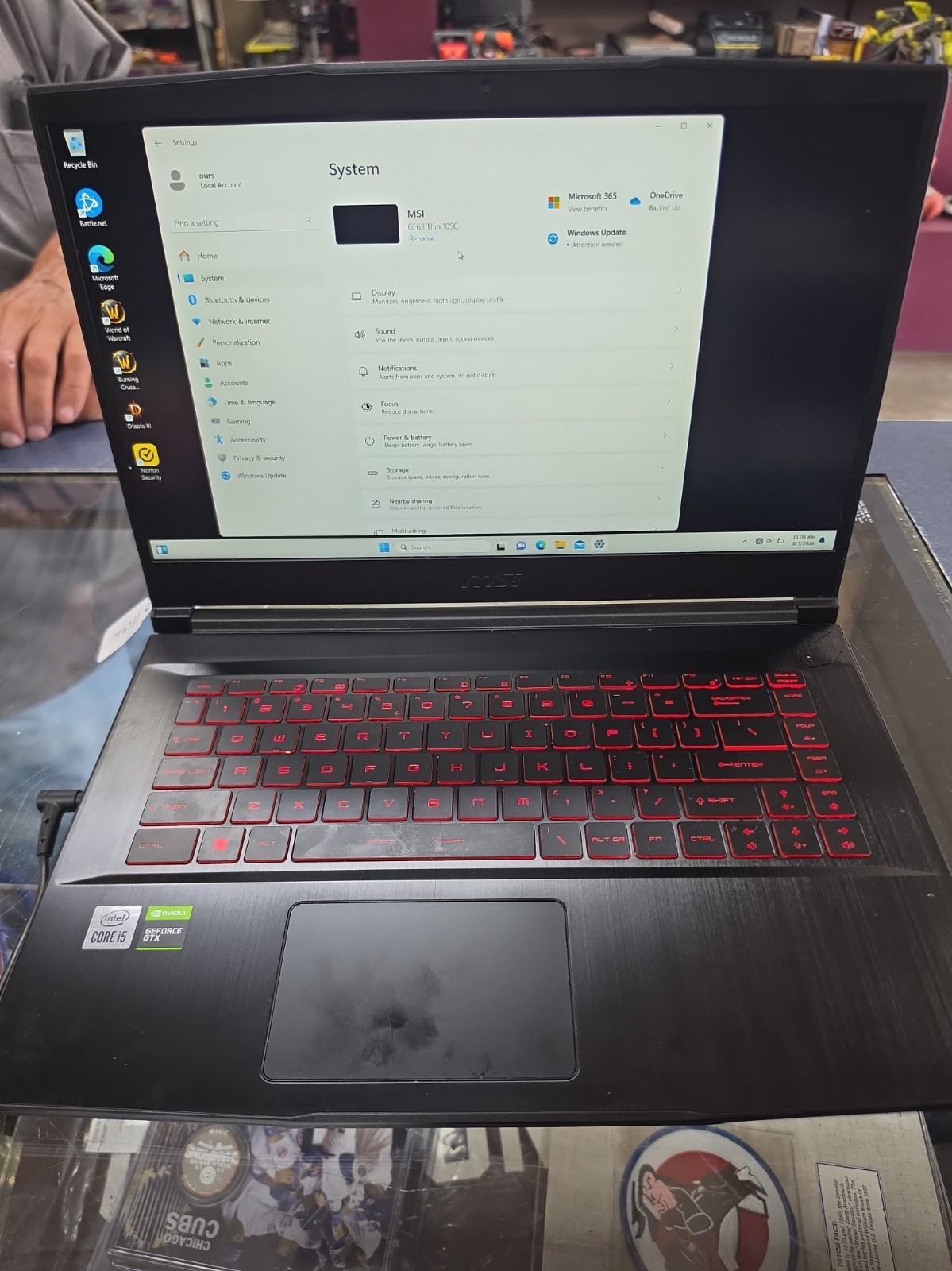 MSI GF63 Thin 10SCXR-222 15.6” (256GB SSD, Intel Core i5 10th Gen., 4.50GHz,...