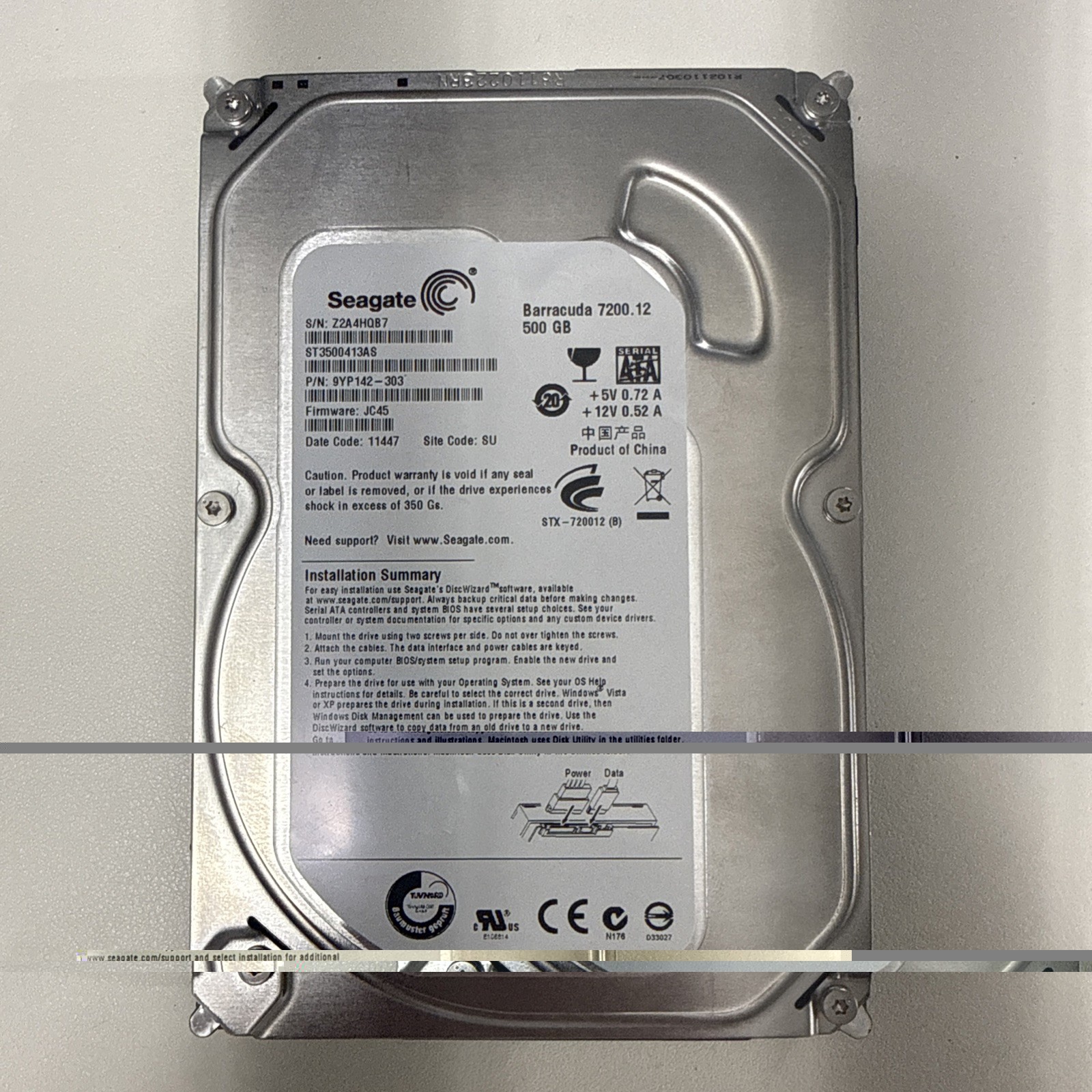 Seagate Barracuda 500GB 3.5" 7200 RPM Desktop Hard Drive ST3500413AS