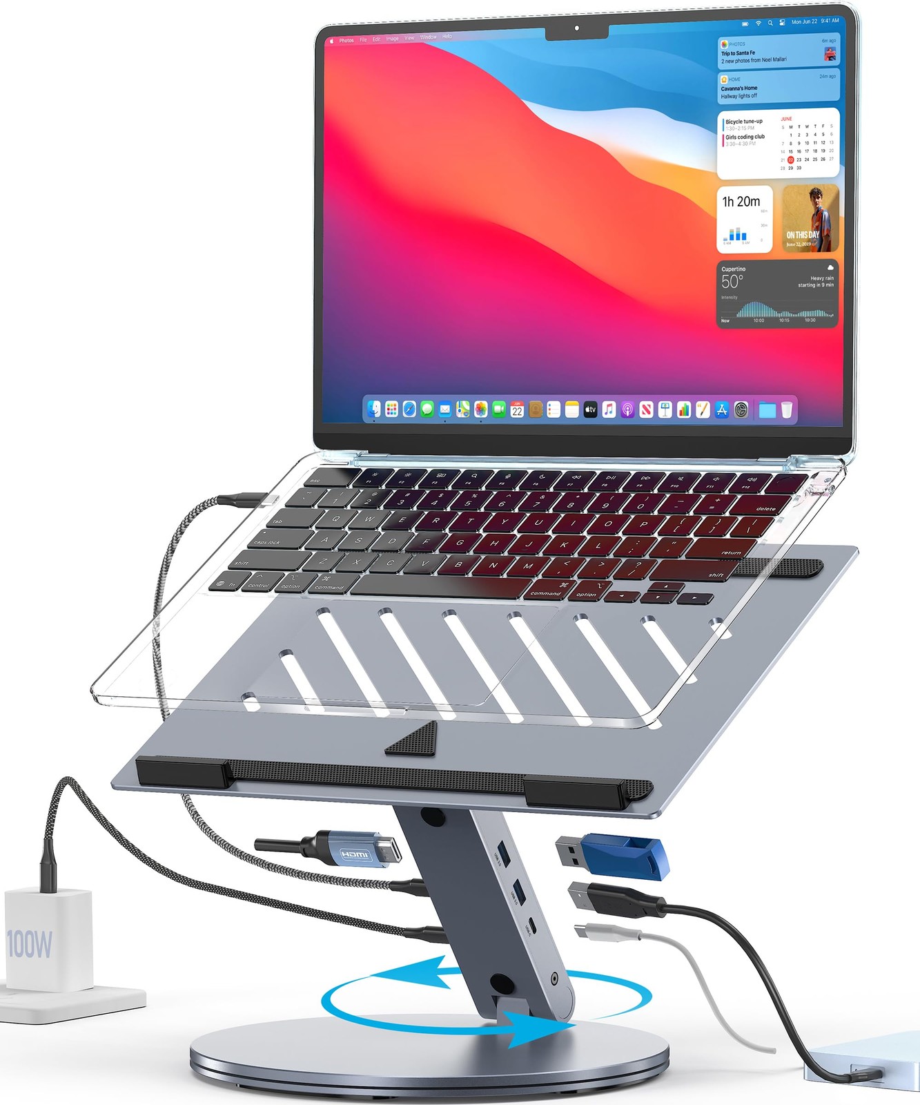 6-in-1 USB C Laptop Docking Station Stand, 4K@60Hz HDMI, 100W PD, 5Gbps USB 3...