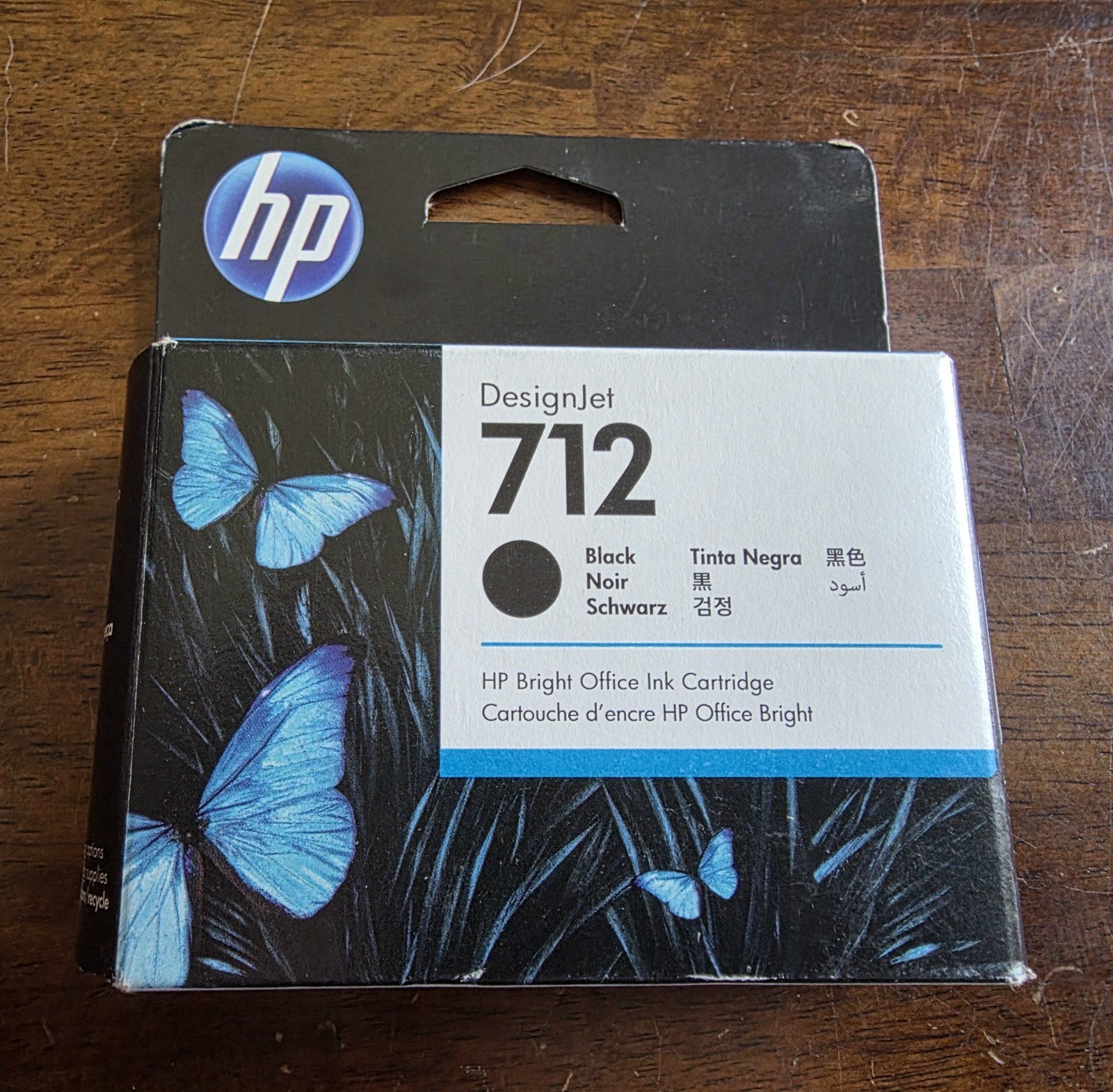 HP 712 Black DesignJet ink cartridge, 80ml, part number 3ED71A.