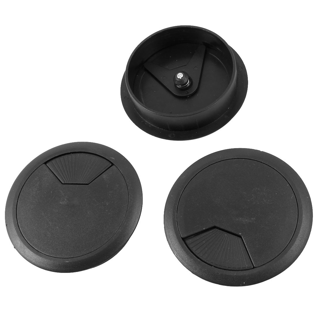 3 Pcs Black Plastic Desktop Computer 80mm Grommet Cable Hole Cover