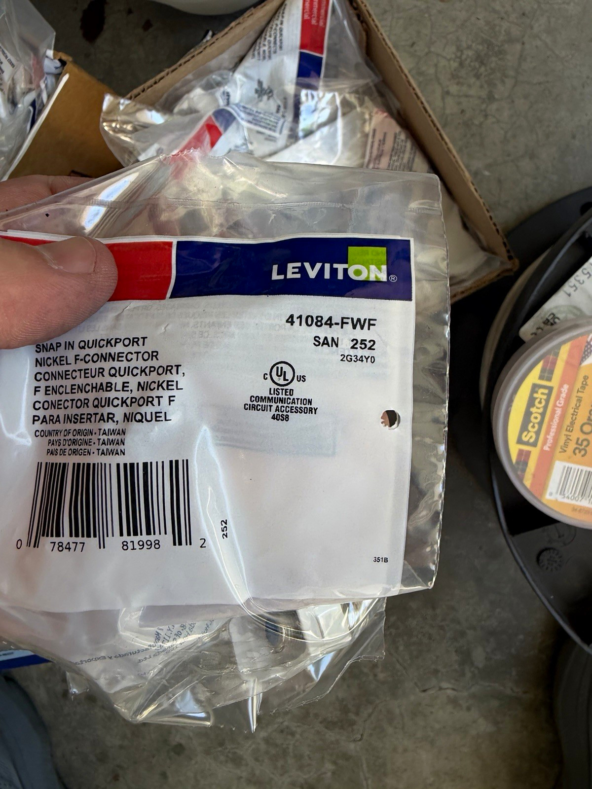 Quantity 50 Leviton 41084-FWF QuickPort Nickel F-Connector F-Connector Snap-In