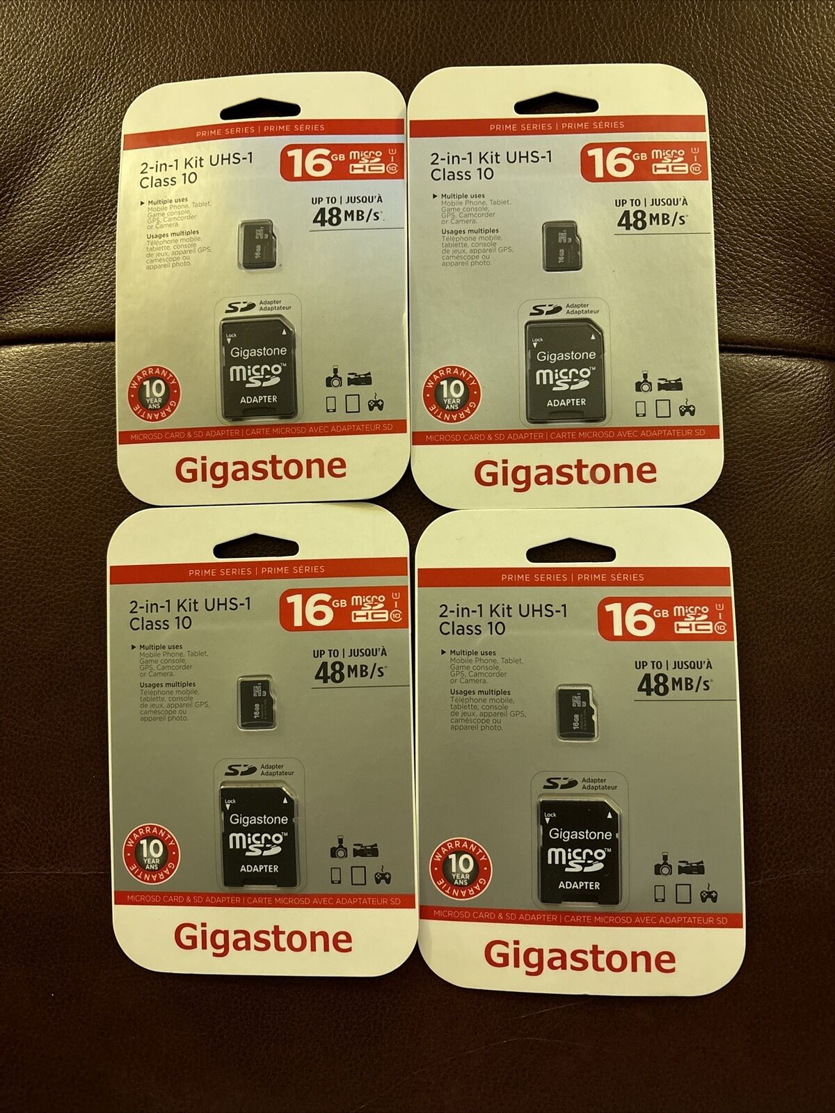 New Lot 4 Gigastone 16 GB Micro SD Prime Series Card U1 with Adapter - 16 GB