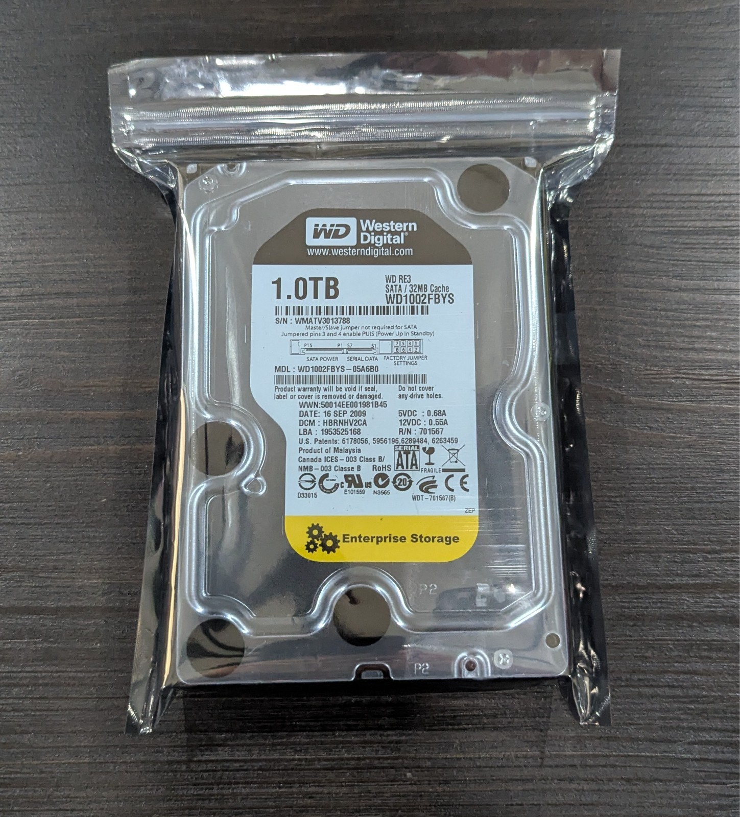 Western Digital RE3 1TB Internal 7200RPM 3.5inch (WD1002FBYS) Hard Drive