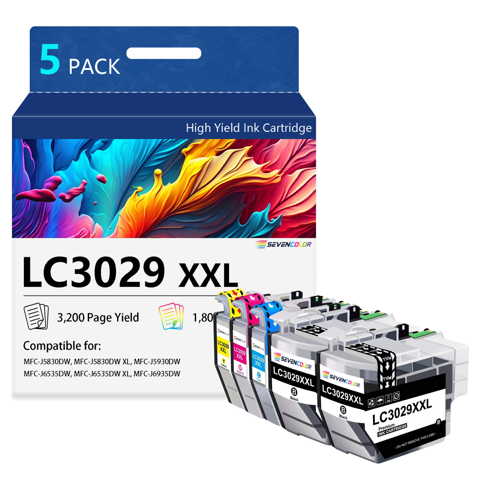 LC3029XXLInk Cartridge Compatible for MFC-J5830DW Printer, (2BK/C/M/Y)5-Pack