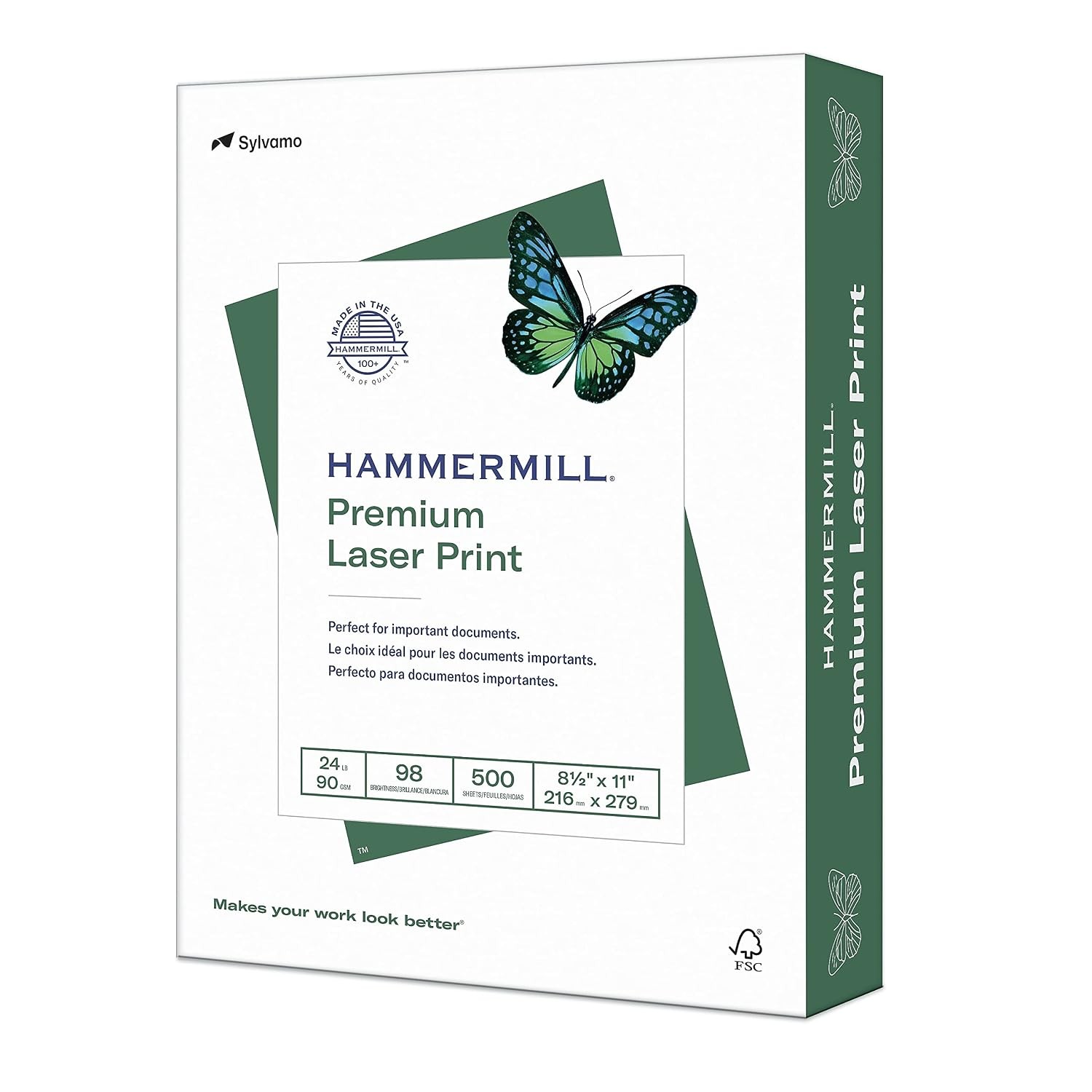 Hammermill Premium Laser Print 24 lb 8.5 x 11 White Paper 1 Ream 500 Sheets