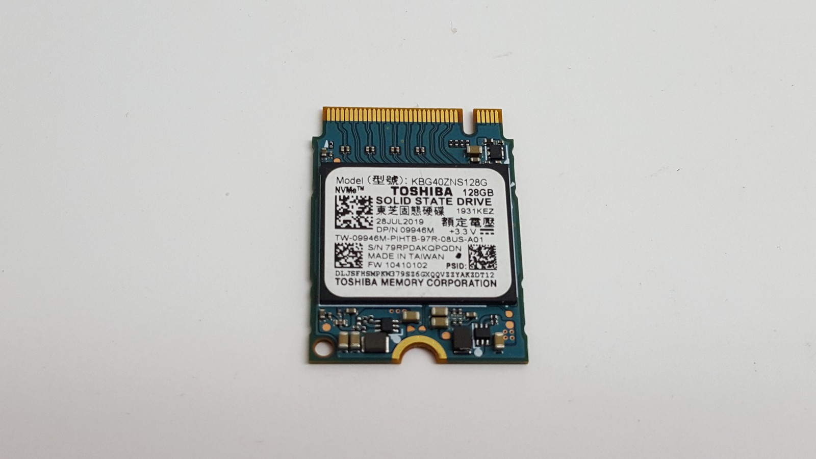 Toshiba  BG4 KBG40ZNS128G 128 GB NVMe 30mm SSD