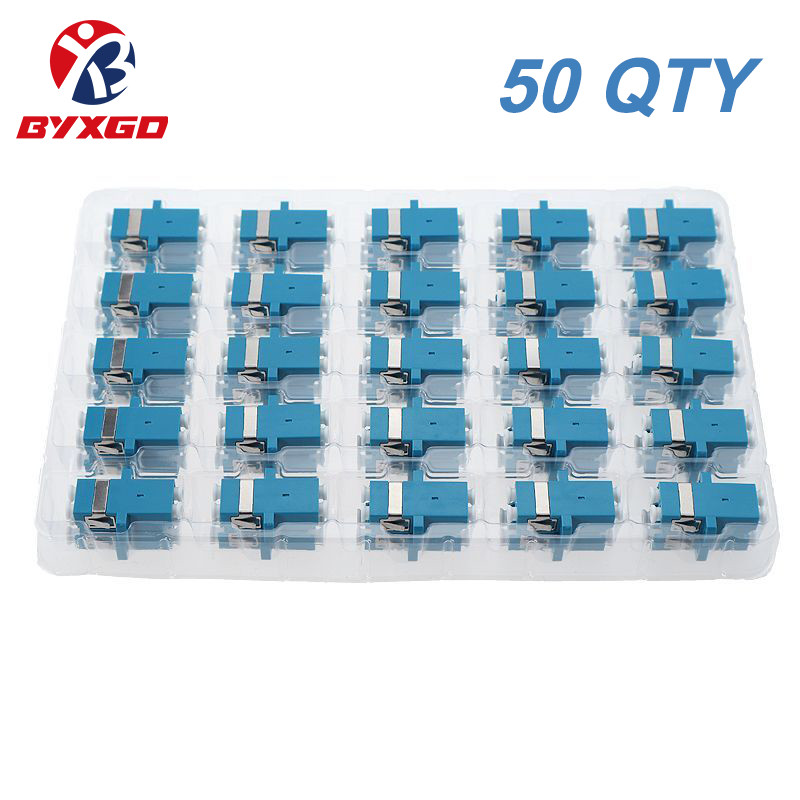 QTY 50 LC to LC Duplex Singlemode Fiber Optic Adapter Coupler Connector Blue