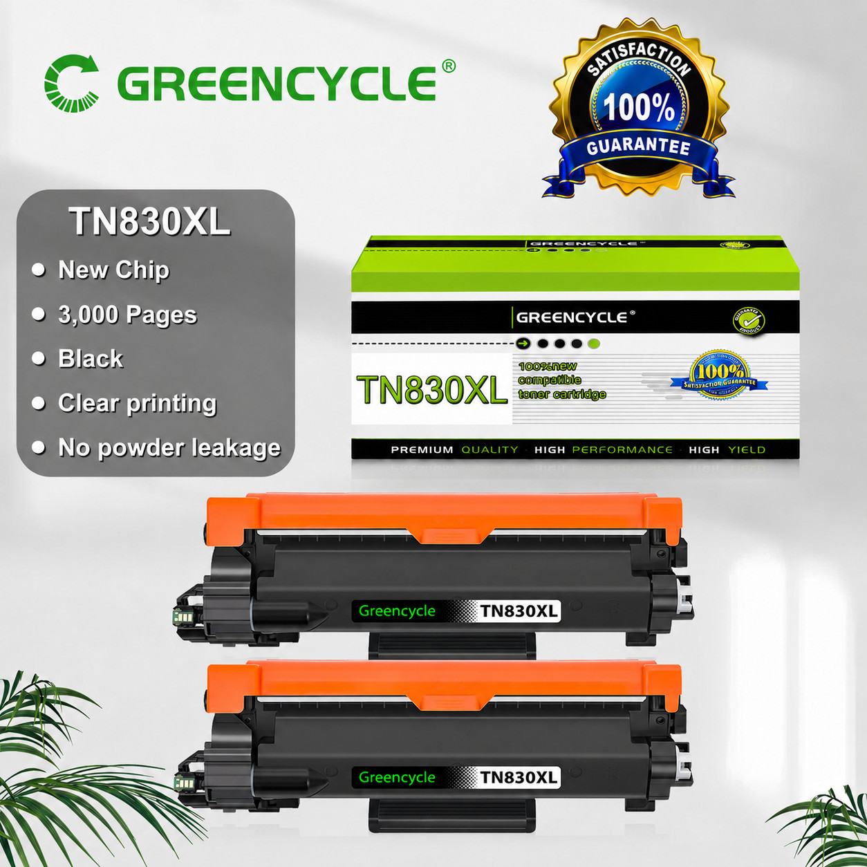2PK TN830XL Black Laser Printer Toner for Brother HL-L2460DW MFC-L2820DW L2760DW
