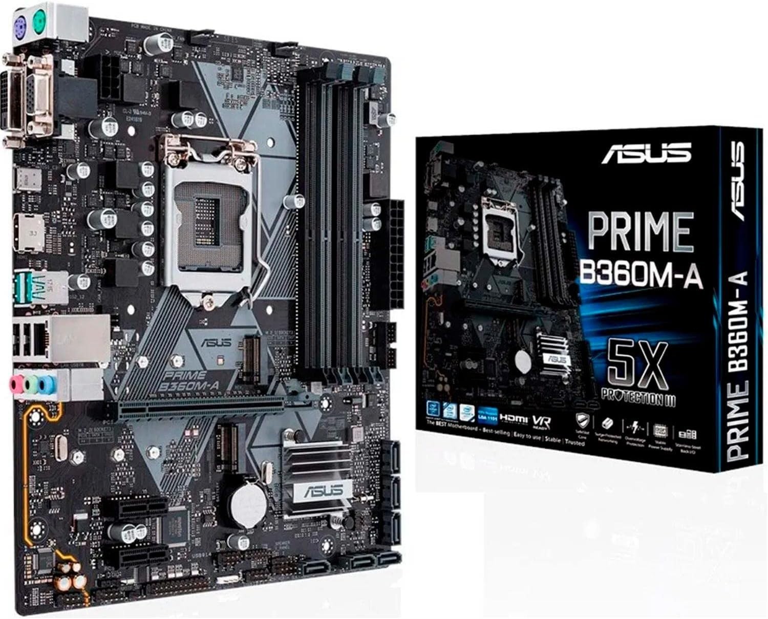 Asus PRIME B360M-A Motherboard - DDR4, Dual M.2, USB 3.1 Gen 2, 8-Channel Audio