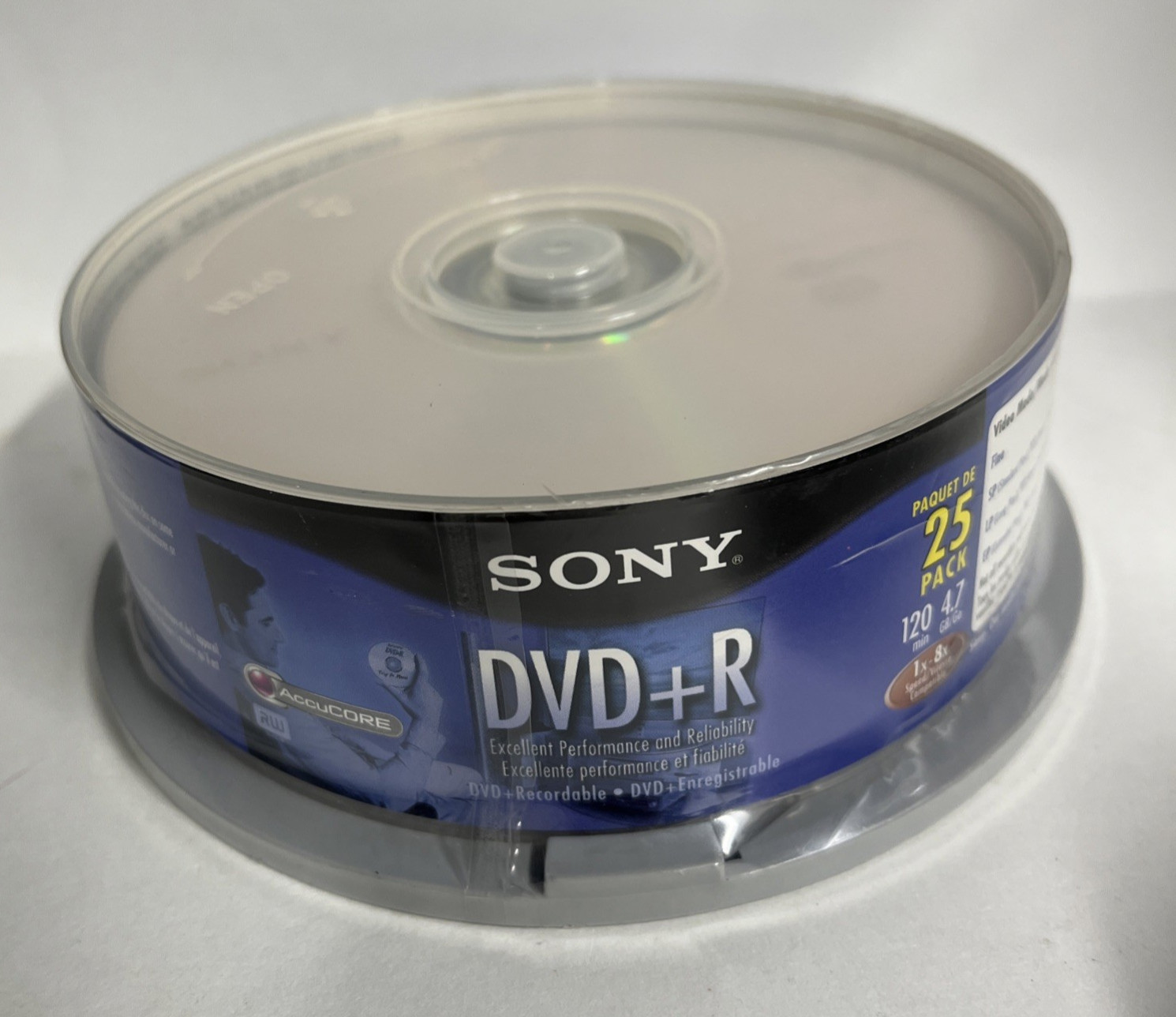 SONY DVD+R Spindle 25 Pack Blank Media Discs 8X 4.7GB 120 Min BRAND NEW SEALED