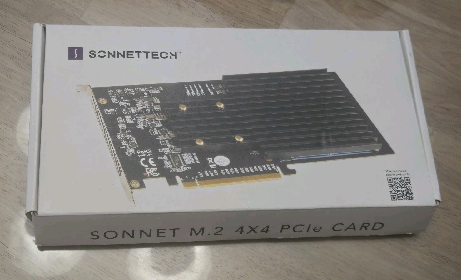 NEW Sonnet M.2 4x4 Silent PCIe Card for NVMe SSDs Four M.2 Slots FUS-SSD-4X4-E3S
