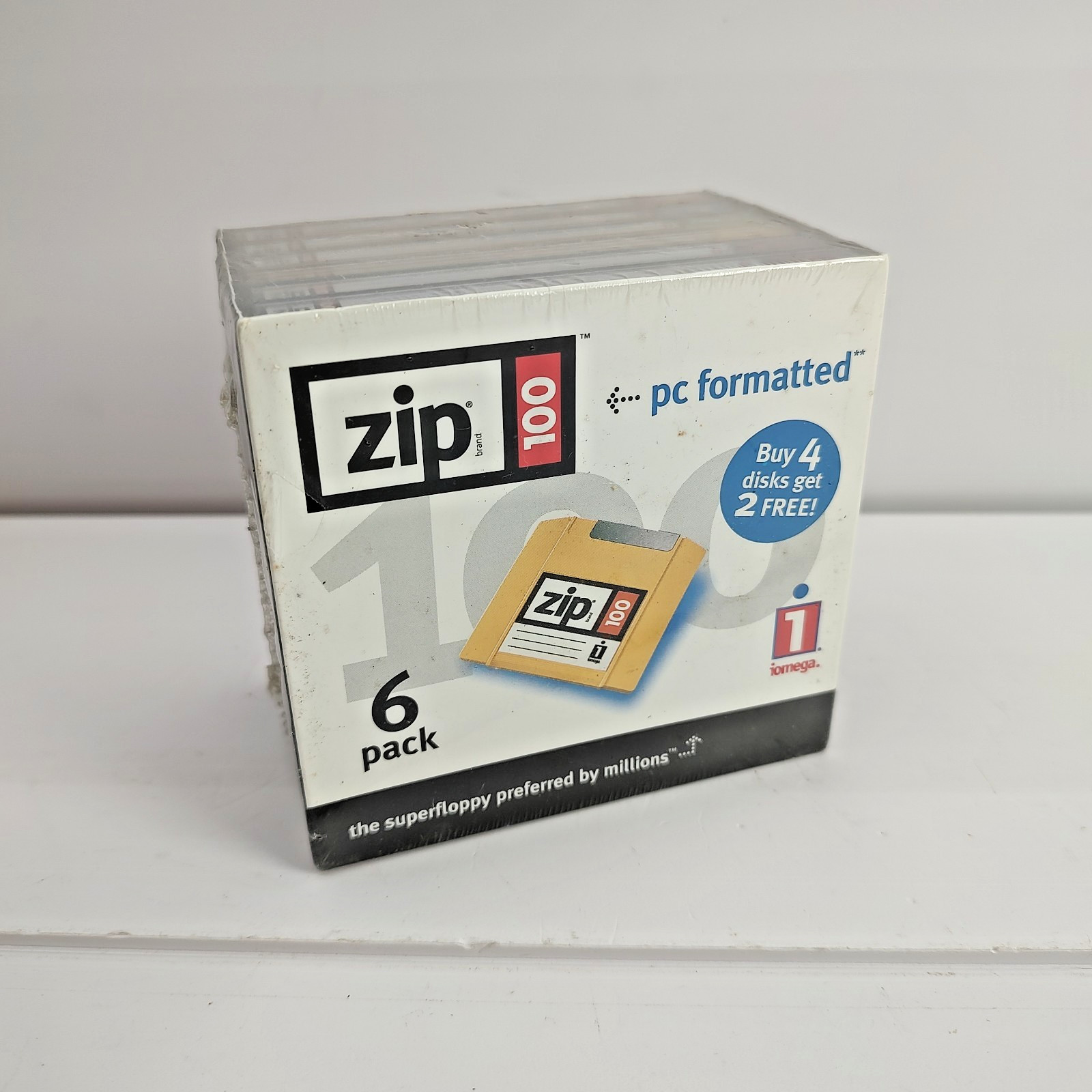 iomega Super floppy Zip Disc 100 Mb PC Format  6 Pack New Sealed