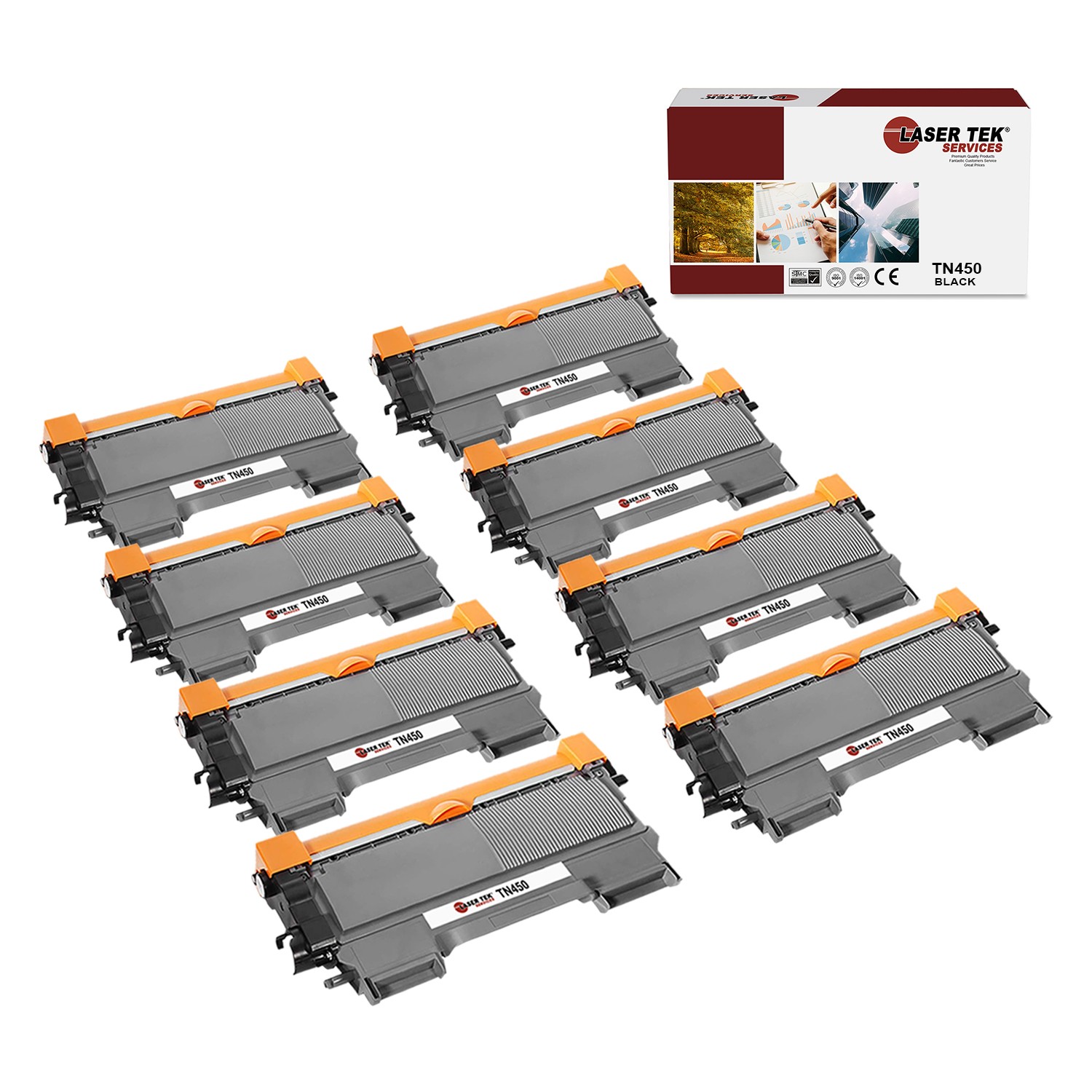 8Pk LTS TN-450 Black Compatible for Brother HL2130 2132, MFC7460 Toner Cartridge