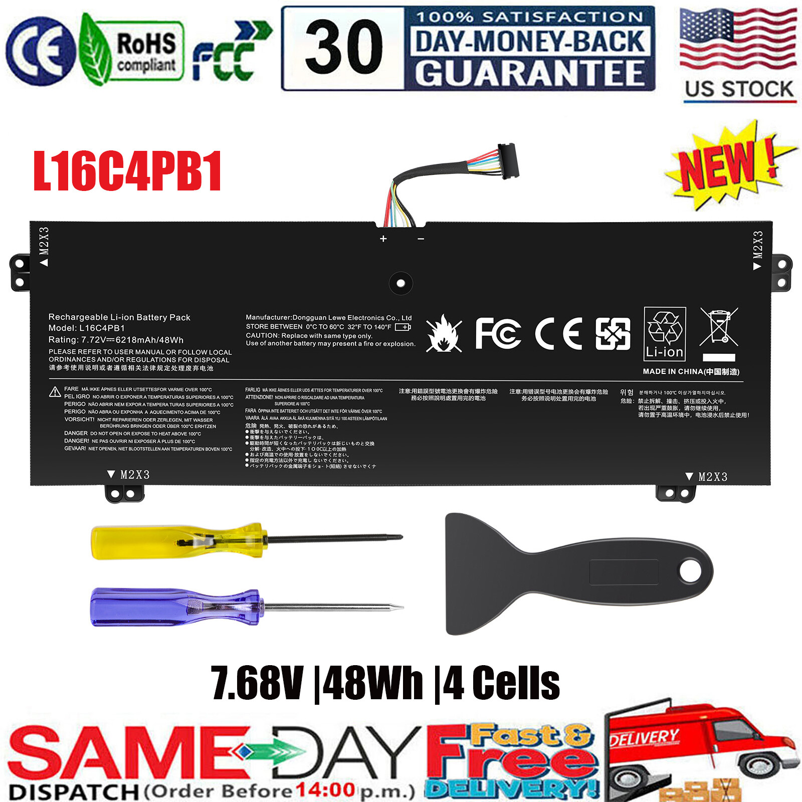 ✅New L16L4PB1 L16C4PB1 L16M4PB1 Battery For Lenovo YOGA 720-13IKB 730-13IKB US
