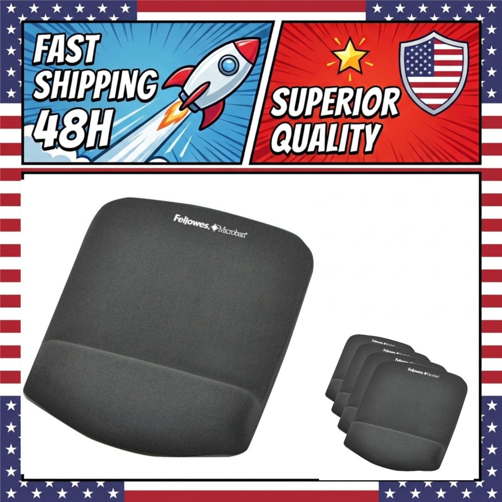 Fellowes PlushTouch Mouse Pad with Wrist Support Microban Graphite