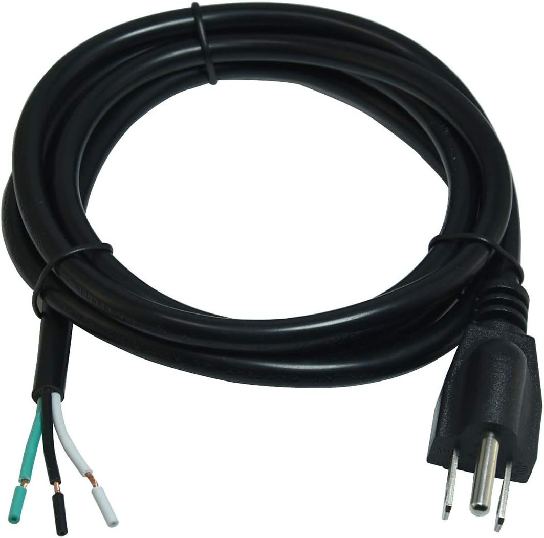 18/3 AWG 3 Prong AC Replacement Power Cord, Black, 6FT